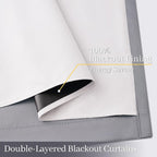 Yakamok 100% Blackout Curtain Panels 84 inches Cold and Light Blocking Drapes for Nursery, 2 Thick Layers Thermal Insulated Draperies (2 Pieces, 40 Wide Each Panel, Grey Front with White Backing)