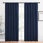NICETOWN Navy Curtains Blackout Draperies - Modern Design Thermal Insulated Rod Pocket Blackout Drapes for Kid's Bedroom, Window Covering (1 Pair, 52 x 84 inches)