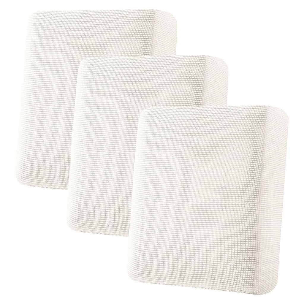 H.VERSAILTEX Super Stretch Individual Seat Cushion Cover Sofa Covers Couch Cushion Covers Slipcover Sets Thick Jacquard Textured Twill Fabric (3 Piece Sofa Cushion Covers, Porcelain White)
