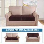 H.VERSAILTEX Velvet Stretch Couch Cushion Cover Plush Cushion Slipcover for Chair Loveseat Sofa Cushion Furniture Protector Seat Cushion Sofa Cover (2 Piece Large Sofa Cushion Covers, Brown)
