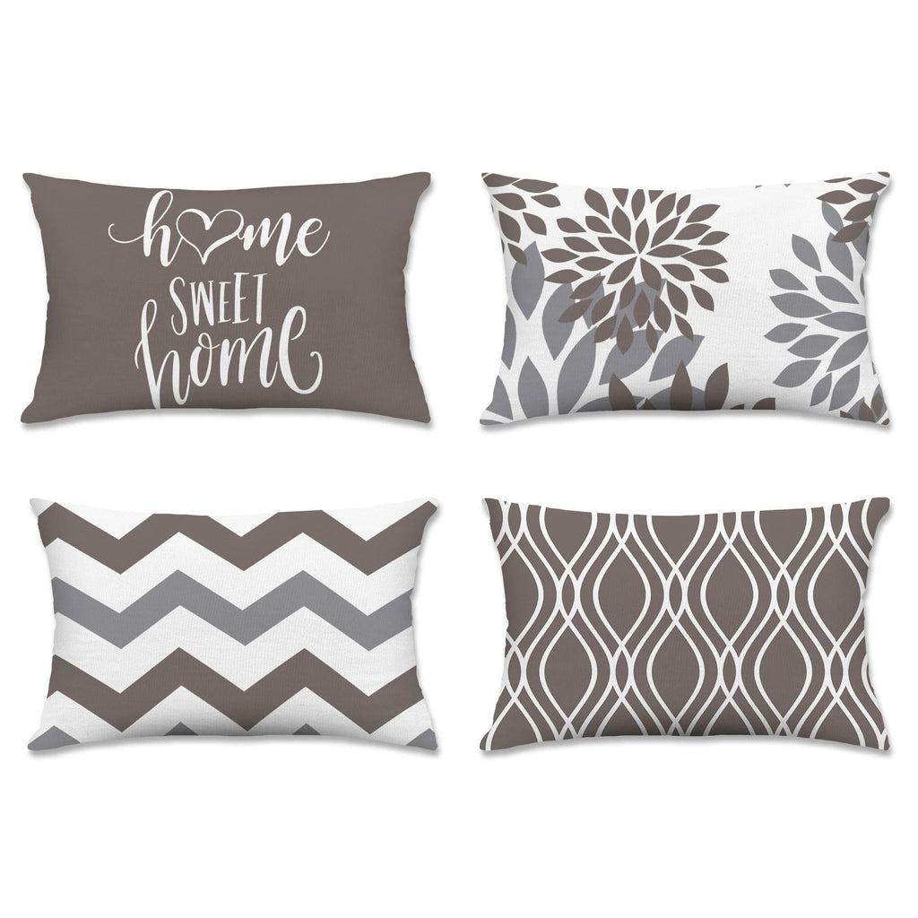 Hexagram Geometric Gray Pillow Covers 12x20, Decorative Pillow Covers