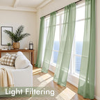 MIULEE Sage Green Sheer Curtains 84 Inches Long, 4 Panels Set, Light Filtering Rod Pocket Voile Drapes Window Treatments, Semi Transparent Airy Fabric for Bedroom and Living Room, 42 x 84 Inches
