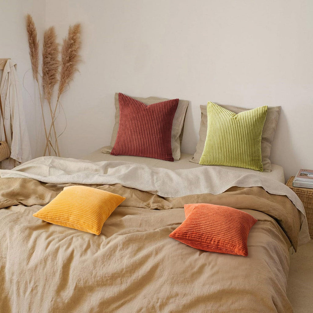 Topfinel Decorative Throw Pillow Covers Cushion Cases, Set of 4 Soft Velvet Modern Double-Sided Designs, Mix and Match for Home Decor, Pillow Inserts Not Included (26x26 inch, Yellow/Orange)