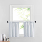 RYB HOME Cafe Curtains 24 inch Length, RV Curtains for Camper Windows, Mini Short Small Insulating Light UV Heat Blocking Privacy Half Window Tiers, Width 29 by Length 24, Greyish White, 2 Panels