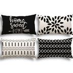 YCOLL Lumbar Pillow Covers 12x20 Set of 4, Modern Sofa Throw Pillow Cover, Decorative Outdoor Linen Fabric Pillow Case for Couch Bed Car, Black