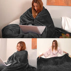 JIAHANNHA Fleece Blanket 50 by 60 Throw Blankets for Sofa Couch Bed Dark Grey Sofa Blanket 280GSM,Super Soft Cozy and Luxury Bed Blanket for All Season Throw(50"×60")