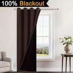 Yakamok 100% Blackout Curtains 84 Inches Long, 2 Thick Layers Heat and Full Light Blocking Soft Thermal Insulated Drapes for Bedroom(52" Wide Each Panel, Chocolate Brown, 1 Panel)