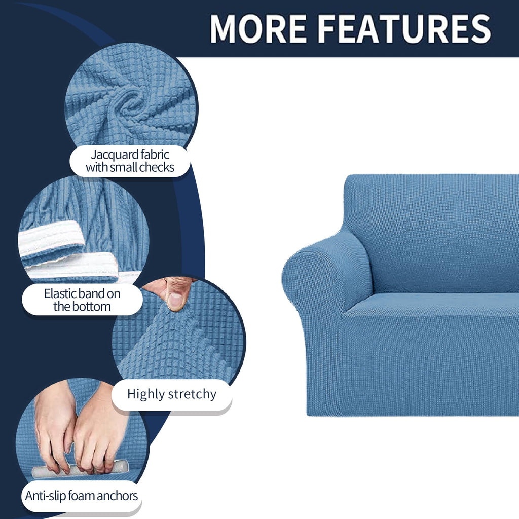 Cupuamon 2026 New Stretch Oversized Sofa Slipcovers Couch Sofa Cover for 4 Seater Furniture Protector Covers with Elastic Bottom Jacquard Fabric Small Checks for Pets, Kids - Riverside