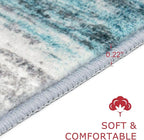 KOZYFLY Modern Abstract Hallway Runner Rug, 2.6x10 Washable Rug Runner Non-Slip Soft Striped Kitchen Runner Rugs, Print Blue Carpet Runner for Entryway Bathroom Laundry Room Foyer