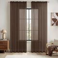 MIULEE Chocolate Brown Sheer Curtains 54 X 96 Inches, 2 Panels