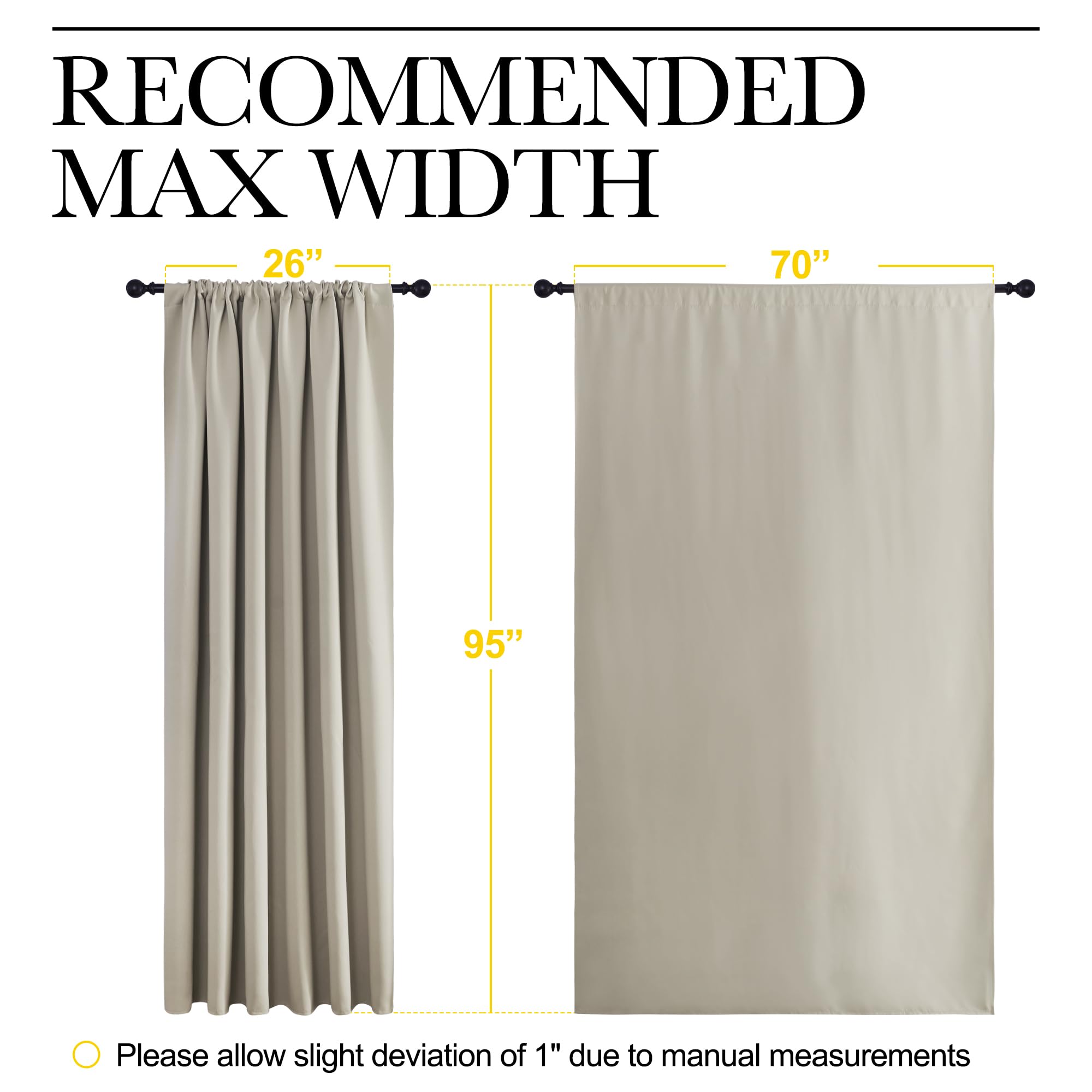 NICETOWN 2 Panels Blackout Curtains, Rod Pocket Thermal Insulated Drapess for Bedroom, Privacy Protection Easy-Care Heavy Duty Curtains for Living Room/Dining Room, W70 x L95 inches, Natural