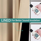 Yakamok Beige 100% Blackout Curtains, Thermal Insulated Total Blackout Drapes for Bedroom, Heat Blocking Window Curtains for Living Room(70Wx84L, 2 Panels)