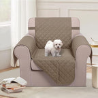 U-NICE HOME Reversible Oversized Chair Covers Quilted Water Repellent Pet Protectors with Elastic Straps(28''Armchair, Taupe/Taupe)