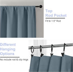 Simplebrand Ava Stone Blue Blackout Curtains for Bedroom 90 Inches Long 2 Panels Set, Solid Privacy Energy Saving Living Room Window Treatment Curtains Blackout Drapes, W40 x L90 Inch, Stone Blue