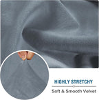H.VERSAILTEX Velvet Stretch Individual Couch Cushion Cover Plush Slipcover for Loveseat & Sofa Seat Cushion Furniture Protector Seat Cover (1 Piece Loveseat Cushion Cover, Stone Blue)