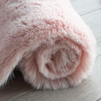 ORINOVA Pink Fluffy Shag Carpet Faux Bunny Washable Plush Fur Area Rugs for Bedroom 4x6 Nursery Rug for Living Room