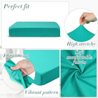 Newwiee Set of 4 Stretch Patio Cushion Covers Sofa Couch Seat Chair Slipcovers Cushion Cover Replacement Furniture Protector for Pets Washable(Turquoise,Seat Cover,Solid)