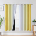 Yellow and Greyish White Ombre Blackout Curtains for Living Room 63 Inch
