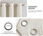 MIULEE Linen Texture Curtains for Bedroom Solid 100% Blackout Thermal Insulated Linen Beige Curtains Grommet Room Darkening Drapes for Living Room Nursery 52x72 Inch (2 Panels)