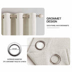 MIULEE 100% Blackout Linen Curtains for Bedroom 52x84 Inches Linen Beige