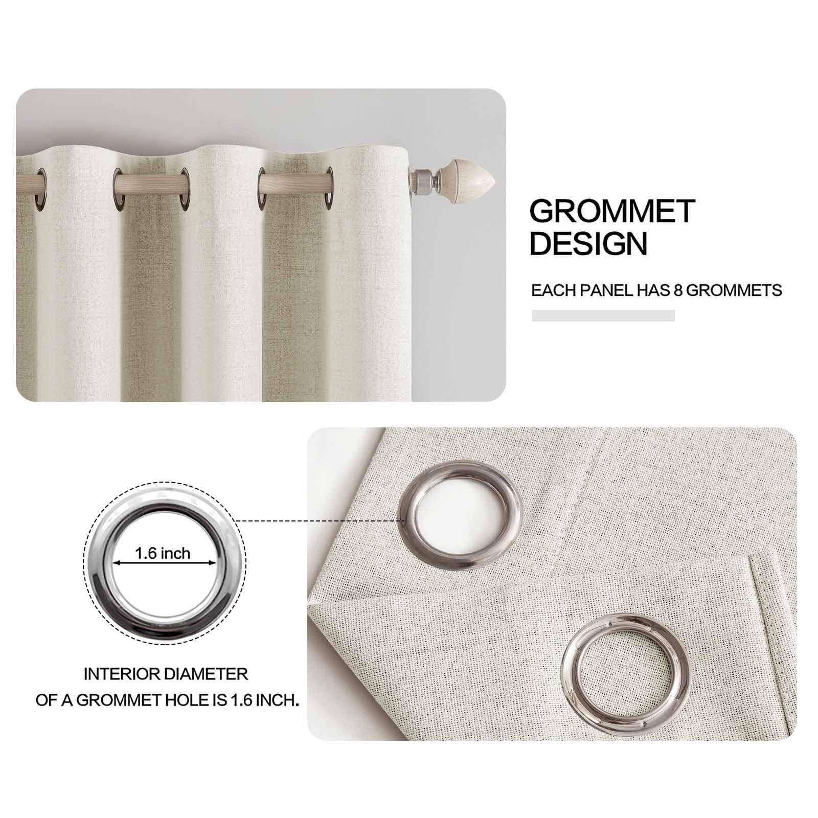 MIULEE 100% Blackout Linen Curtains for Bedroom 52x84 Inches Linen Beige
