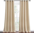NICETOWN Bedroom Room Darkening Curtains, Biscotti Beige, 1 Pair, 55 inches by 108 Inch, Triple Weave Microfiber Grommet Top Thermal Insulated Solid Darkening Panels/Drapes for Kid's Room