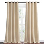 NICETOWN Bedroom Room Darkening Curtains - Triple Weave Microfiber Grommet Top Thermal Insulated Solid Panels/Drapes for Kid's Room (Biscotti Beige, 1 Pair, 55 inches by 90 Inch)