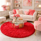 Red Round Circle Rug 6Ft for Bedroom, Large Fluffy Shag Area Rugs for Kids Room Decor Aesthetic, Fuzzy Plush Fur Carpets for Living Room Nursery Classroom, Red Carpet, Furry Indoor Rugs for Teen Boys