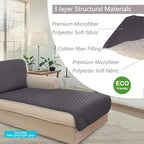 U-NICE HOME Sectional Couch Cover for Dogs Pets Chaise Lounge Reversible Sofa Cover Furniture Protector with Elastic Adjustable Strap, Dark Grey/Light Grey