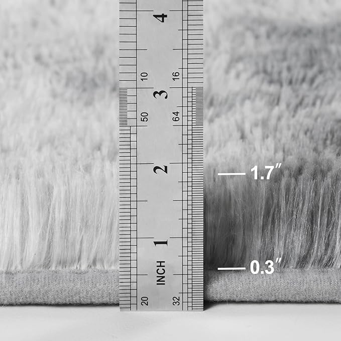 Large Shag Area Rugs 8 x 10, Tie-Dyed Plush Fuzzy Rugs for Living Room, Ultra Soft Fluffy Furry Rug for Bedroom, Indoor Carpet Nursery Rugs for Kids Room Home Decor, Light Grey