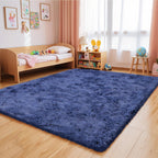 8x10 Fluffy Area Rugs for Living Room,Blue Large Shag Area Rug for Bedroom
