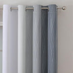 Estelar Textiler Thermal Insulated Blackout Curtains 96 Inches Long, Ombre Grey and Grayish White Blackout Drapes for Bedroom, Gradient Full Light Blocking Energy Saving Curtains, 52Wx96L, 2 Panels