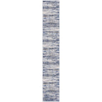 KOZYFLY Modern Abstract Hallway Runner, 2x12 Washable Rug Runner Non-Slip Soft Striped Kitchen Runner Rug, Grey Blue Print Carpet for Entryway Bathroom Laundry Room Foyer