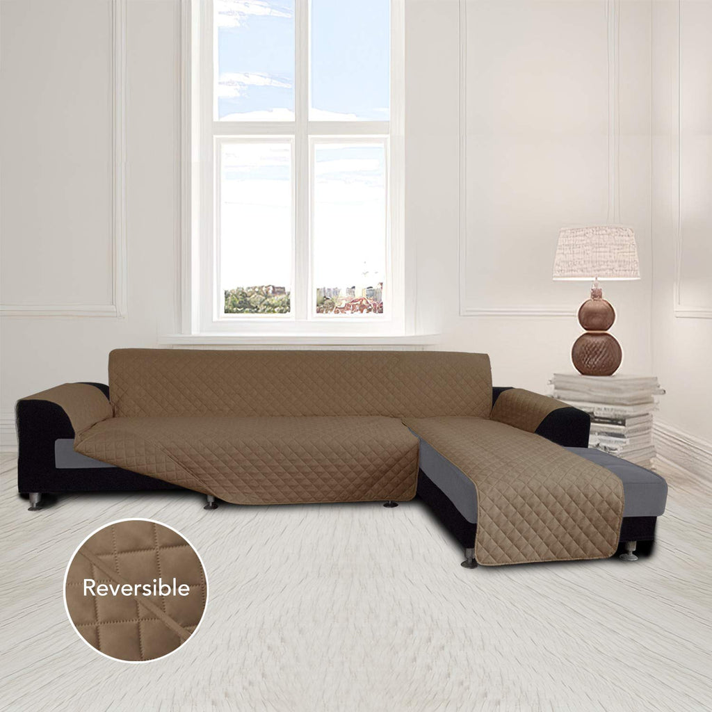 Easy-Going L Shape Sofa Slipcover - Sectional Couch Cover With Chaise Lounge - Reversible Furniture Protector for Pets, Kids, Children, Dogs, Cats (Small, Camel/Camel)