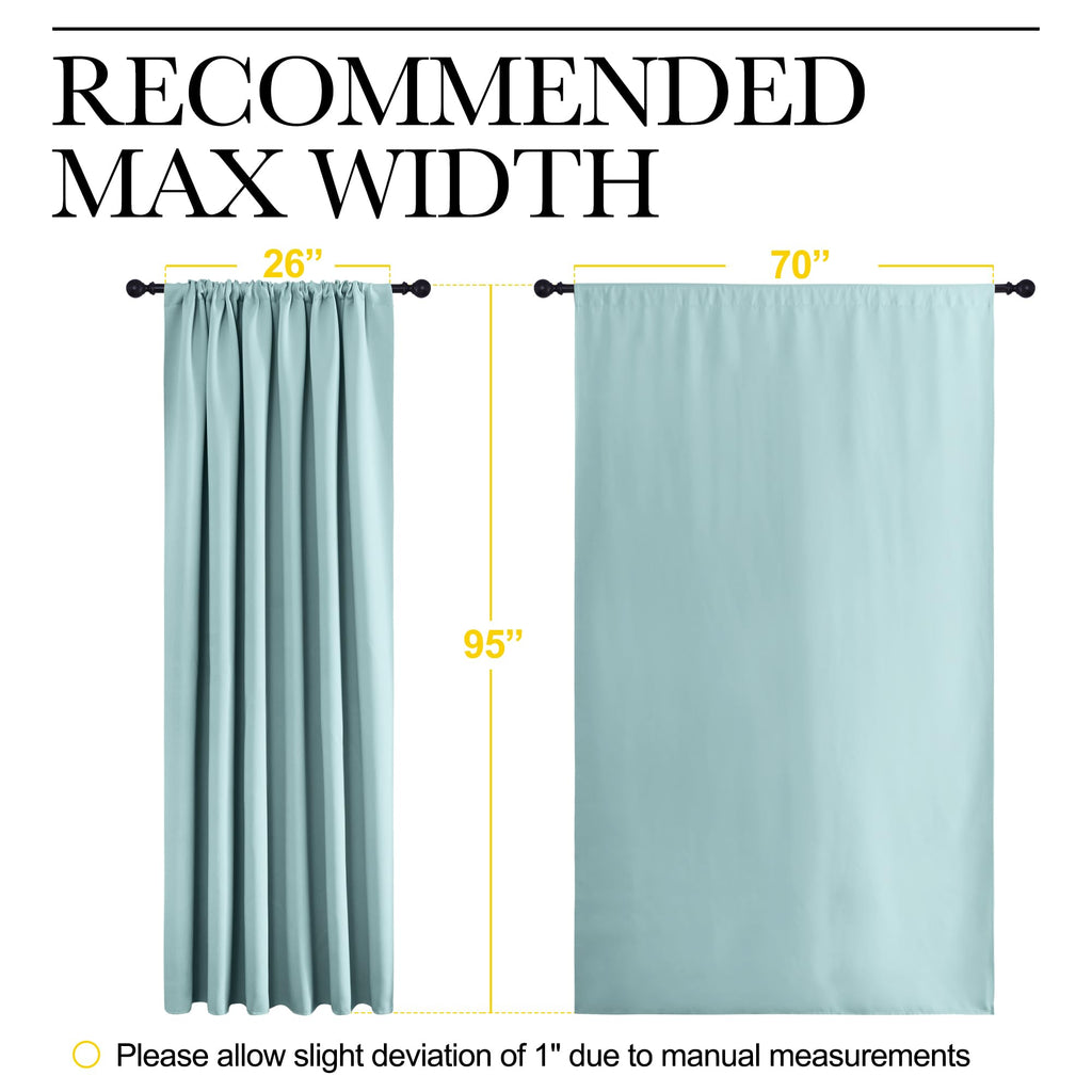 NICETOWN 2 Panels Blackout Curtains, Rod Pocket Thermal Insulated Drapess for Bedroom, Privacy Protection Easy-Care Heavy Duty Curtains for Living Room/Dining Room, W70 x L95 inches, Aqua Green