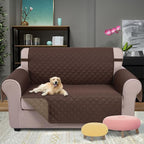 U-NICE HOME Loveseat Sofa Cover Reversible Couch Covers for 2 Cushion Couch for Dogs Furniture Protector Cover with Elastic Straps Water Resistant(Loveseat Small, Chocolate/Taupe)