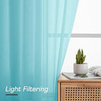 Simplebrand Rod Pocket Top Solid Voile Sheer Curtains for Bedroom, 54 Inch Length Drapes Set of 2, Lightweight and Light Filtering Elegant Aqua Curtains Panels Window Treatment, 42W×54L, Aqua