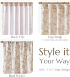 jinchan Floral Curtains Lined Linen Blend Curtain for Living Room 63 Inch Length Taupe Farmhouse Flower Patterned Curtain French Country Curtains Drapes Back Tab Rod Pocket 2 Panels