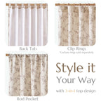 jinchan Taupe Floral Linen Curtains Lined 96 Inch Vintage Back Tab 2 Panels