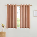 NICETOWN Thick Linen Terracotta Curtains 54 inch Length, Grommet Linen Burlap Window Treatment Privacy Added with Light Filtering Vertical Drapes for Bedroom, 2 Panels, W55 x L54