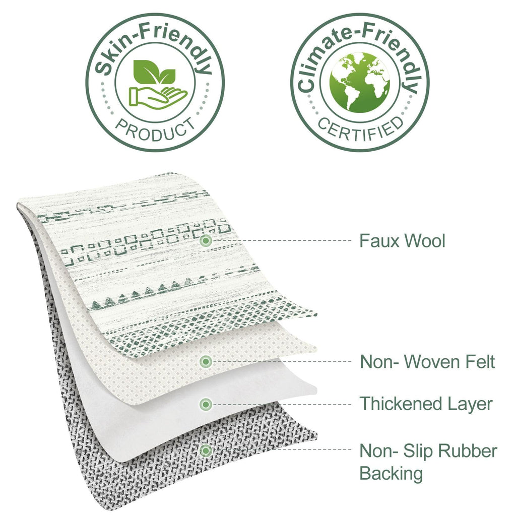 Nakagishi Green Rug Living Room 6x9: Washable Boho Large Neutral Farmhouse Soft Area Rugs Modern Stain Resistant Moroccan Indoor Non-Slip Floor Carpet for Bedroom Nursery Playroom Office Dining Room