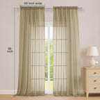 OWENIE Extra Long Taupe Sheer Curtains 96 Inches Long 2 Panels Set, Soft Lightweight Airy Voile Sheer Curtain for Bedroom Living Room, Rod Pocket Solid Color Farmhouse Curtains, 59" Wx96 L Inch