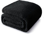 Whale Flotilla Twin Size Fuzzy Fleece Blanket for Bed, 60x80 Inch Fluffy Warm Soft Jacquard Blankets for All Season, Lightweight and Cozy, Black