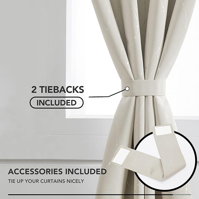 Deconovo Living Room Curtains 45 Inches Long, Blackout Curtains for Bedroom