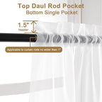Chyhomenyc White Sheer Curtains 108 Inch Length 2 Panels Set, Extra Long Light Filtering Solid Voile Window Drapes for Living Room Party Ceremony, 42Wx108L, 9FT Length, Set of 2, White