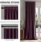 MIULEE Dark Purple Velvet Curtains 108 inches - Luxury Blackout Curtains for Bedroom Living Room Thermal Insulated Super Soft Window Drapes Rod Pocket & Back Tab, W52 x L108 inches, 2 Panels