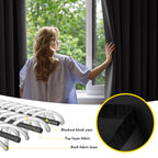 MIULEE Black Blackout Bedroom Curtains 63 Inch Long Light Blocking