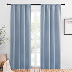 NICETOWN Blackout Curtains for Living Curtains, Vintage Blue, 1 Pair, 34-inch W x 84-inch L, Home Decorations Thermal Insulated Solid Pole Top Blackout Drapes for Living Room