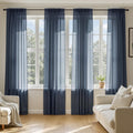 MIULEE Navy Blue Sheer Curtains 96 Inches Long 4 Panels 42 x 96 Inches