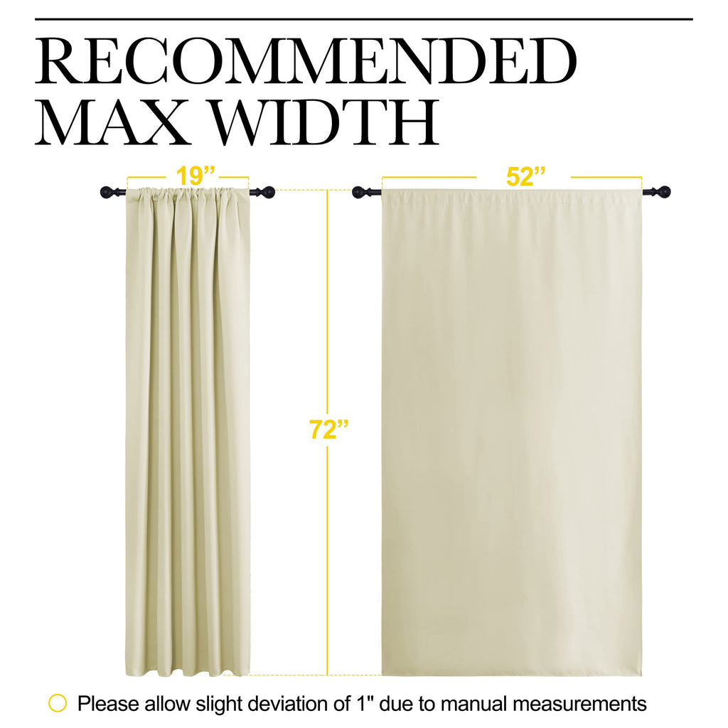 NICETOWN Living Room Curtains, Home Decorations Thermal Insulated Solid Rod Pocket Blackout Drapes for Cafe (Beige, One Pair, 52 x 72-inch)